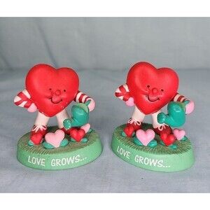 Avon Heart Love Grows Figurine Set Sweetheart Collection Vintage Rubber Statues